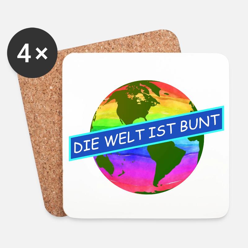 die welt ist bunt komtinente auf regenbogenfarben - Untersetzer (4er-Set) - Weiß
