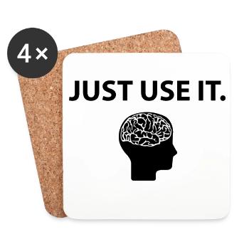 Just Use It Brain Gehirn Lustiger Spruch - Untersetzer (4er-Set) - Weiß - Vorne