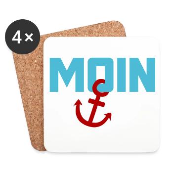Moin ancre Ahoi Mer du Nord Mer Baltique plage vacances côte - Dessous de verre (lot de 4) - blanc - Devant