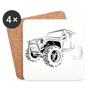 4x4 offroad Auto Truck Symbol Gelände Dirt icon - Untersetzer (4er-Set) - Weiß - Vorne