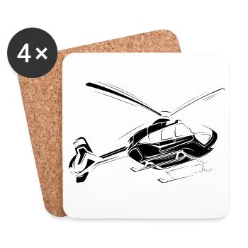 Héli Hélicoptère Flying Helicopter Symbole Icône - Dessous de verre (lot de 4) - blanc - Devant