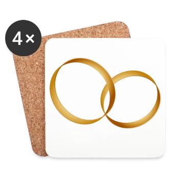 deux anneaux d'or - alliance - mariage - Dessous de verre (lot de 4) - blanc - Devant