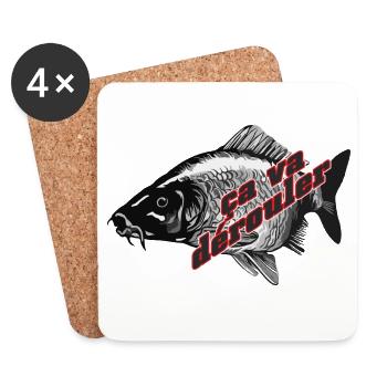 Carpe, Ca va derouler, je pêche la carpe - Dessous de verre (lot de 4) - blanc - Devant