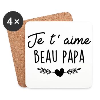 Je t'aime Beau-Papa - Dessous de verre (lot de 4) - blanc - Devant