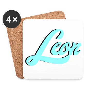 Leon Name Leuchtendes Leo Motiv für Tierliebhaber - Untersetzer (4er-Set) - Weiß - Vorne