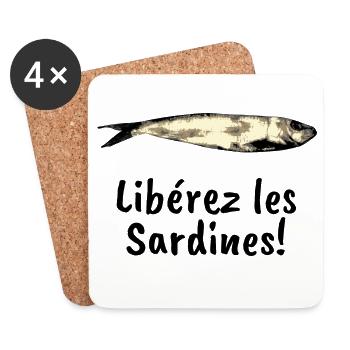 Liberez les sardines - Dessous de verre (lot de 4) - blanc - Devant