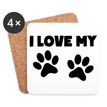 J’AIME MON CHIEN Propriétaire de chien - Dessous de verre (lot de 4) - blanc - Devant