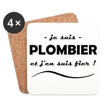 je suis plombier - Dessous de verre (lot de 4) - blanc - Devant