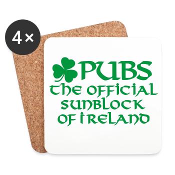 Funny beer pubs the official sunblock of Ireland - Coasters (set of 4) - white - Front