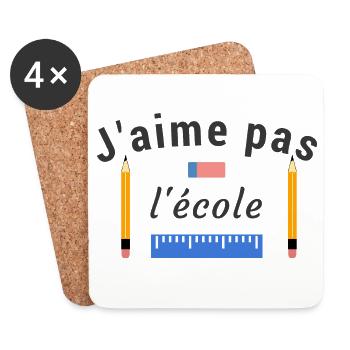 J'aime pas l'école - Dessous de verre (lot de 4) - blanc - Devant