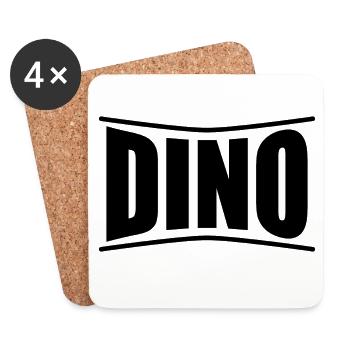 t-shirt Dino t-shirt idée cadeau - Dessous de verre (lot de 4) - blanc - Devant
