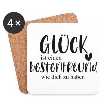 bester Freund Freundschaft Geschenk Glück - Untersetzer (4er-Set) - Weiß - Vorne