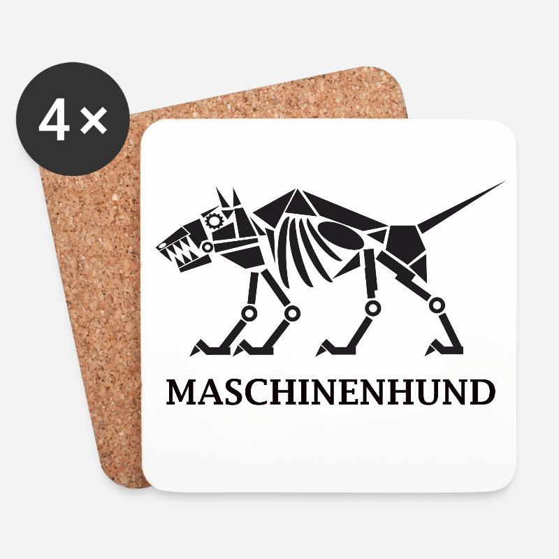 Maschinenhund mit Text - Untersetzer (4er-Set) - Weiß