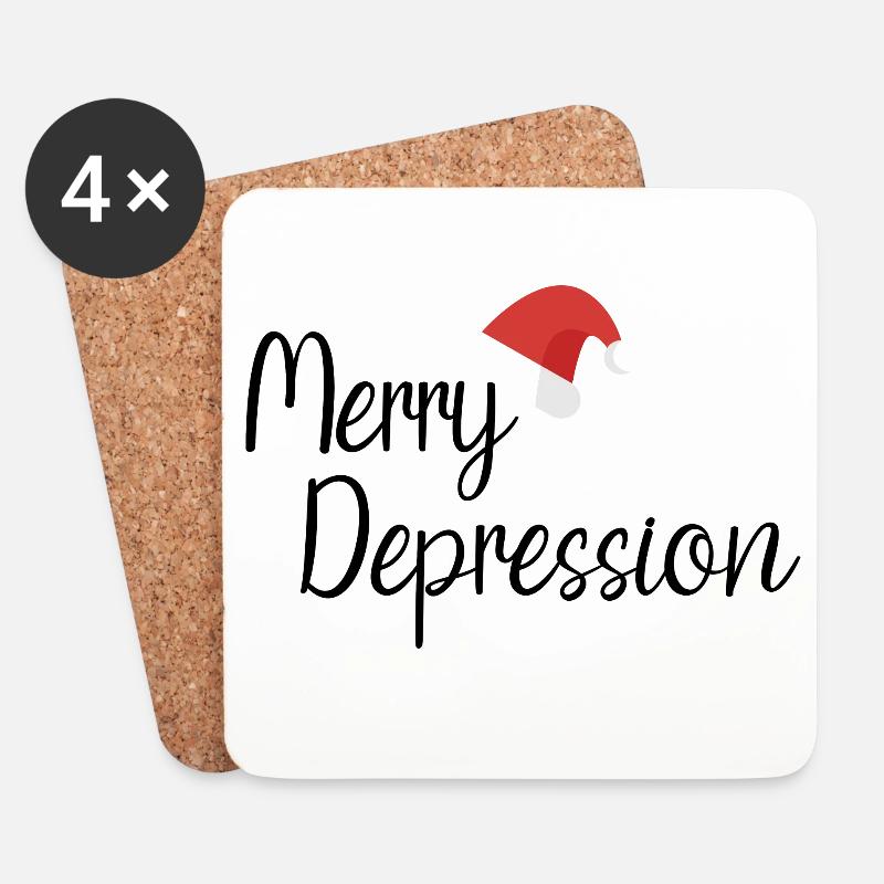 Joyeuse dépression - Dessous de verre (lot de 4) - blanc