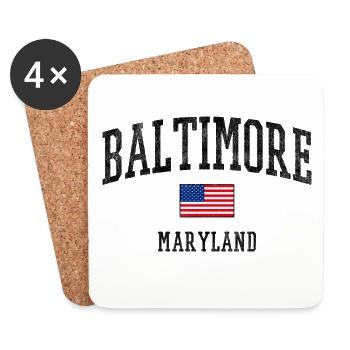 Baltimore Maryland USA Flag Design - Coasters (set of 4) - white - Front