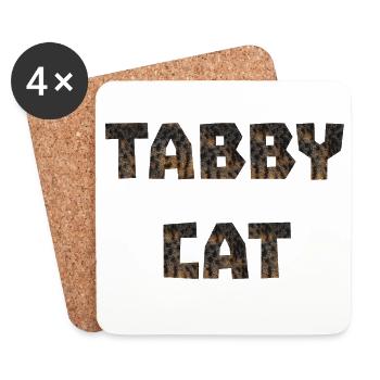 Tabby Cat, Typographie, fur prints - Untersetzer (4er-Set) - Weiß - Vorne