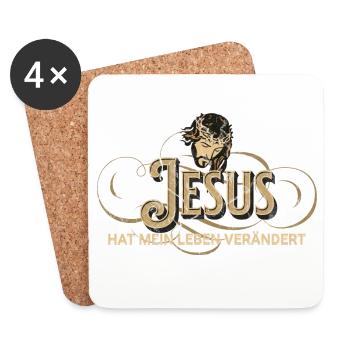 Jesus Lebensverändert Vintage Stil - Untersetzer (4er-Set) - Weiß - Vorne