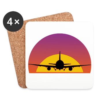 Voyage en avion - Dessous de verre (lot de 4) - blanc - Devant