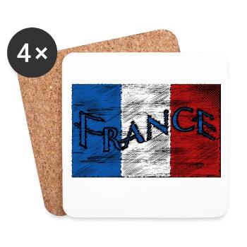 FRANCE Logo sale floqué - Dessous de verre (lot de 4) - blanc - Devant