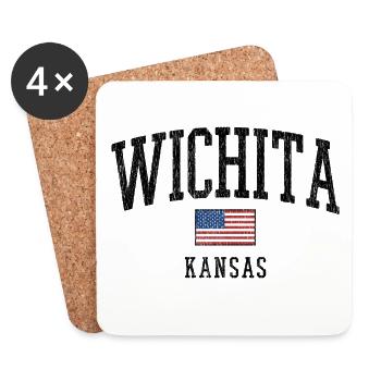 Wichita Kansas Vintage Flag Design - Coasters (set of 4) - white - Front
