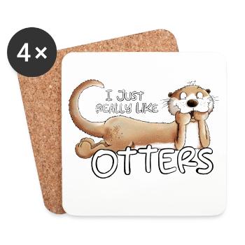 I Really Like Otters Otter Saying Animal Motif - Coasters (set of 4) - white - Front