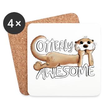 Otterly Awesome Otter Spruch Tiermotiv - Untersetzer (4er-Set) - Weiß - Vorne