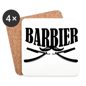 Chemise de barbier - Dessous de verre (lot de 4) - blanc - Devant