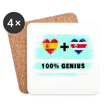 Spanien und Costa Rica Flagge 100% genial - Untersetzer (4er-Set) - Weiß - Vorne