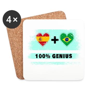 L’Espagne et le Brésil font preuve de 100% de génie - Dessous de verre (lot de 4) - blanc - Devant