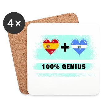 Spain and El Salvador flag 100% genius - Coasters (set of 4) - white - Front