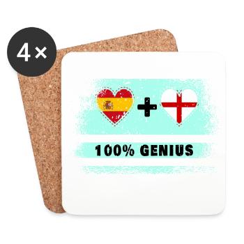 L’Espagne et l’Angleterre drasent 100% génie - Dessous de verre (lot de 4) - blanc - Devant