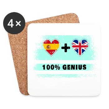 L’Espagne et la Grande-Bretagne draguent 100% génie - Dessous de verre (lot de 4) - blanc - Devant