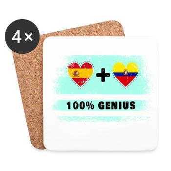 Spanien und Ecuador Flagge 100% genial - Untersetzer (4er-Set) - Weiß - Vorne