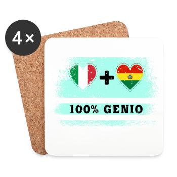 Italien und Bolivien 100% geniale Flagge - Untersetzer (4er-Set) - Weiß - Vorne