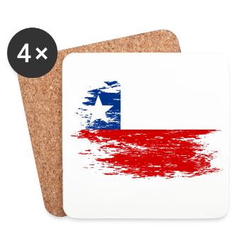 Chile Flagge used - Untersetzer (4er-Set) - Weiß - Vorne