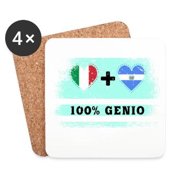 Italy and El Salvador 100% genius flag - Coasters (set of 4) - white - Front