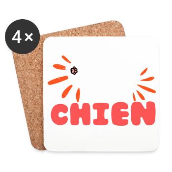 Papa Chien Coloré et Amusant - Dessous de verre (lot de 4) - blanc - Devant