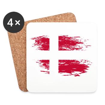 Drapeau du Danemark utilisé - Dessous de verre (lot de 4) - blanc - Devant