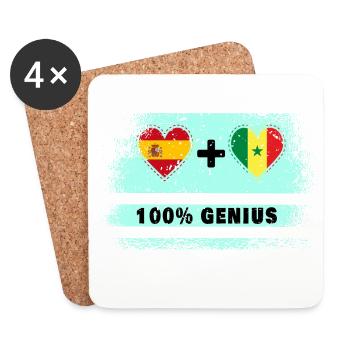 Spain and Senegal flag 100% genius - Coasters (set of 4) - white - Front