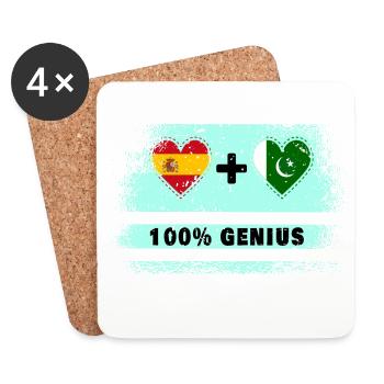Spain and Pakistan flag 100% genius - Coasters (set of 4) - white - Front