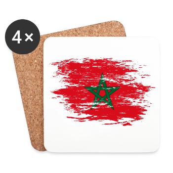 Drapeau du Maroc utilisé - Dessous de verre (lot de 4) - blanc - Devant