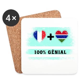 Flag of France and Gambia 100% awesome - Coasters (set of 4) - white - Front