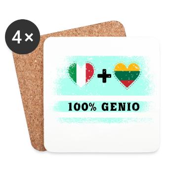 L’Italie et la Lituanie 100% drapeau de génie - Dessous de verre (lot de 4) - blanc - Devant