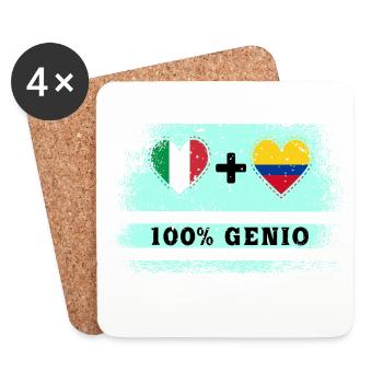 Italie et Colombie 100% drapeau de génie - Dessous de verre (lot de 4) - blanc - Devant
