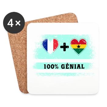 Drapeau France et Ghana 100% génial - Dessous de verre (lot de 4) - blanc - Devant