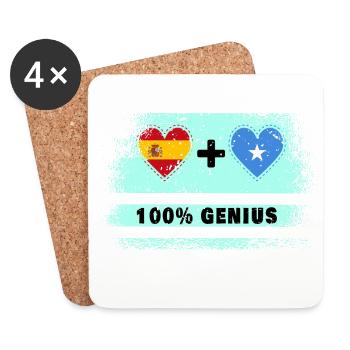 Spain and Somalia flag 100% genius - Coasters (set of 4) - white - Front
