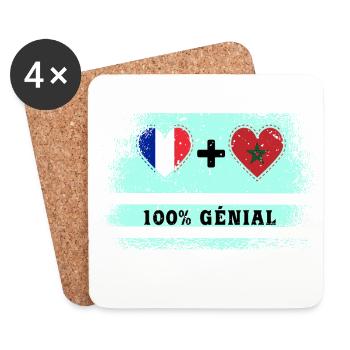 Flag France and Morocco 100% awesome - Coasters (set of 4) - white - Front