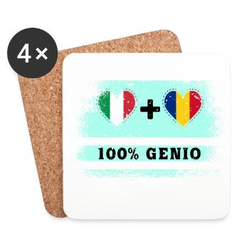 Italie et Roumanie 100% drapeau de génie - Dessous de verre (lot de 4) - blanc - Devant