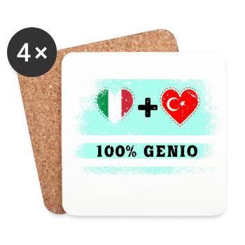Italy and Turkey 100% genius flag - Coasters (set of 4) - white - Front