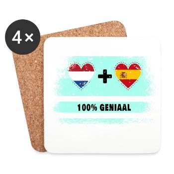 Spanien und Niederlande 100% Genius Flagge - Untersetzer (4er-Set) - Weiß - Vorne